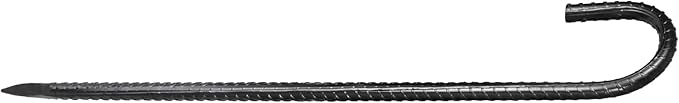 VEVOR Rebar Stakes, 16-Inch, Heavy-Duty 0.4 in Diameter J Hook, Galvanized Steel Ground Anchors with Chisel Point End & Rust-Resistant Coating, for Gardening Support, Fence, Camping Tents (16-Pack)