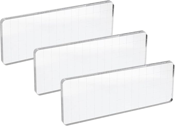 PATIKIL Acrylic Stamp Block, 3 Pack Stamping Block Rectangular Shape with Lines Decorative Mounting Blocks Set for Scrapbooking DIY Crafts Card Making, 5.9x2.4