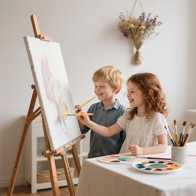 Wooden Stencil Brushes Natural Stencil Bristle Dome Art Painting Brushes Wood Paint Template Brush for Painting On Stencil Projects, Card Making, DIY, Crafts and Acrylic Oil Watercolor Painting(6pcs)