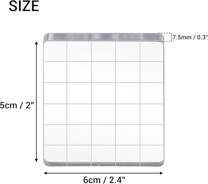 6 Pieces Stamp Block Clear Acrylic Stamping Blocks Tools Set with Grid Lines for DIY Crafts Scrapbooking Card Making Ornaments Stamping Projects