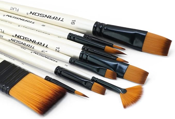 Transon Paint Brush Kit 10pcs Art Brushes and 1 Paint Spatula with Brush Case