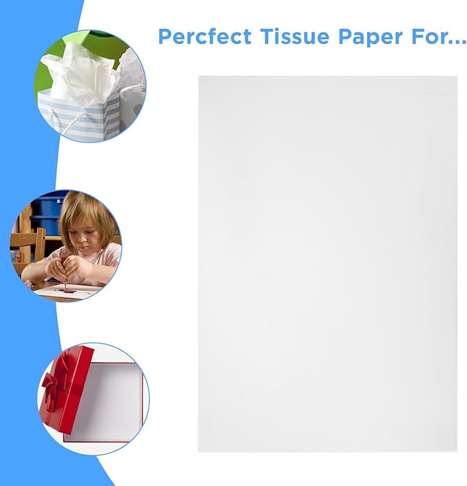 152 Sheets 27x19 Inches Wet Strength Tissue Paper for Art Collage White Wrapping Paper Sheets Packing Tissue for Collage Model Making, Media Crafts Etc Resistant to Tearing When Wet