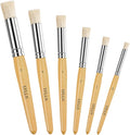 Wooden Stencil Brushes Natural Stencil Bristle Dome Art Painting Brushes Wood Paint Template Brush for Painting On Stencil Projects, Card Making, DIY, Crafts and Acrylic Oil Watercolor Painting(6pcs)