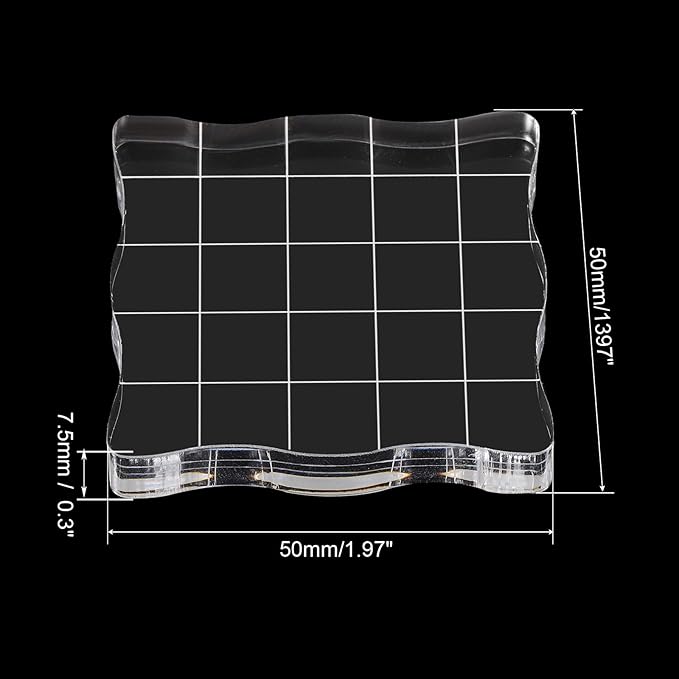 PATIKIL 2" x 2" Acrylic Stamp Block, Clear Stamping Block with Grid Lines Decorative Mounting Blocks Wave for Scrapbooking DIY Crafts Card Making