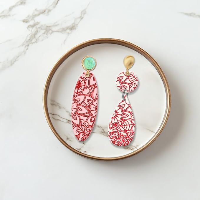 CHGCRAFT Abstract Flowers Geometric Flowers Silicone Texture Stamp Polymer Clay Molds DIY Clay Texture Tools for Clay Pottery Earring Jewelry Making Stamp Engraving Machines, Flower, 5.5x5.5inch