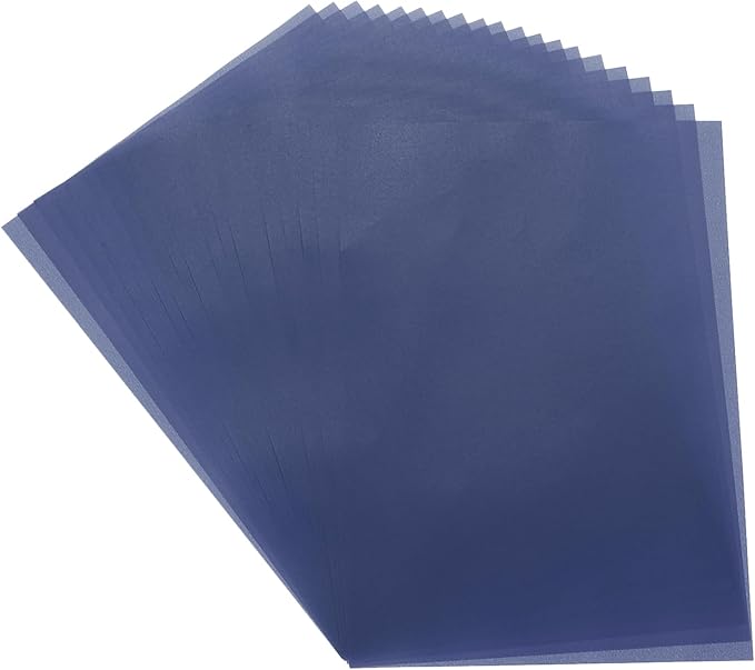 MECCANIXITY Colored Vellum Paper, 40 Sheet Deep Blue Transparency 11.7 x 8.2 Printable Vellum Paper, Translucent Vellum Sheets for Printing Wedding Invitations, Ink Jet Laser Printer