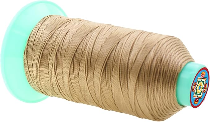 Mandala Crafts Bonded Nylon Thread Khaki Heavy Duty Sewing Threads - 415 YDs Size 346 210D T350 Tex 350 Thread for Leather Jeans Weaving Outdoor Marine Upholstery Threads