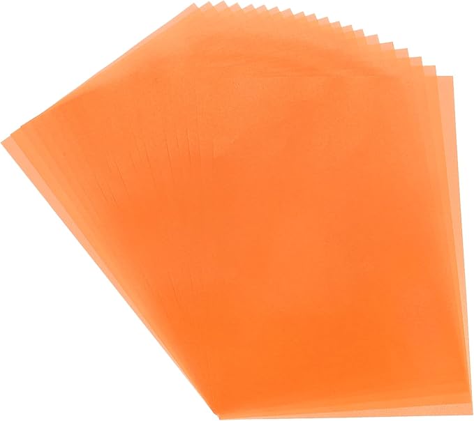 MECCANIXITY Colored Vellum Paper, 20 Sheet Orange Transparency 11.7 x 8.2 Printable Vellum Paper, Translucent Vellum Sheets for Printing Wedding Invitations, Ink Jet Laser Printer