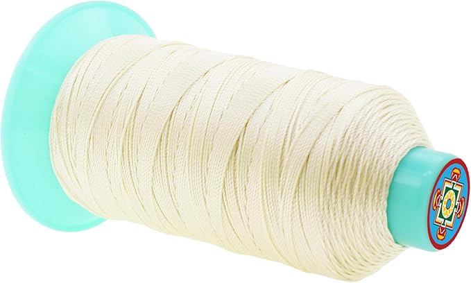 Mandala Crafts Size 138 420D T135 Bonded Nylon Thread Ivory Heavy Duty Sewing Threads - 1250 YDs Tex 135 Thread for Leather, Jeans, Weaving, Outdoor Marine Upholstery Threads