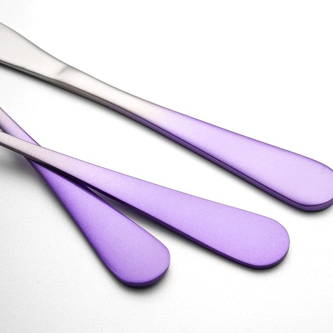 Travel Utensils Set with Case Reusable Portable Cutlery Set Stainless Steel 8pcs Including Dinner Knife Fork Spoon Chopsticks straws (Gradient Purple)