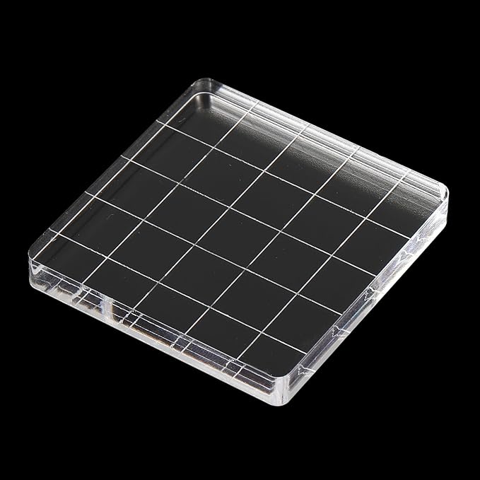 PATIKIL 2"x2" Acrylic Stamp Block, 6Pcs Clear Stamping Block with Grid Lines Decorative Mounting Blocks Square for Scrapbooking DIY Crafts Card Making
