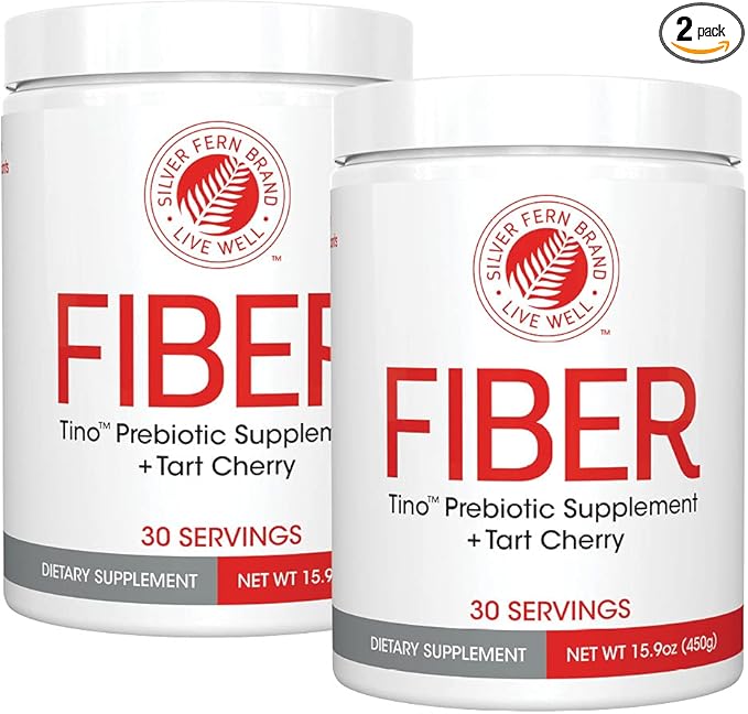 Tino High Fiber Supplement Powder - Non-GMO, Pre-Biotic, Water Soluble, Digestive Friendly, Powdered Mix - Add to Water, Juice, Shakes, Cereal & More (2 Canisters - 15.9 Oz. ea.)