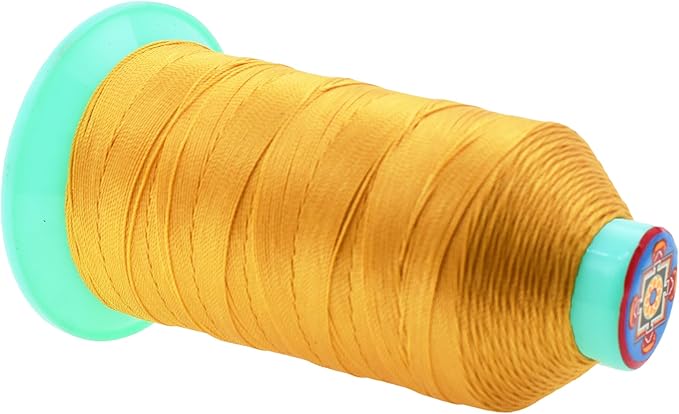 Mandala Crafts Bonded Nylon Thread Gold Heavy Duty Sewing Threads - 800 YDs Size 207 630D T210 Tex 210 Thread for Leather Jeans Weaving Outdoor Marine Upholstery Threads