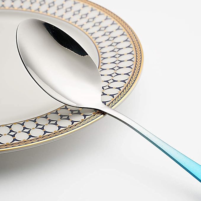 Travel Utensils Set with Case Reusable Portable Cutlery Set Stainless Steel 8pcs Including Dinner Knife Fork Spoon Chopsticks straws(Gradient Blue)