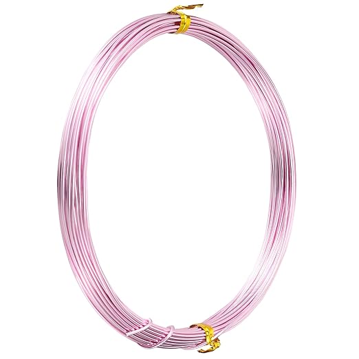 TecUnite Aluminum Craft Wire for Sculpting Armature Bendable Craft Wire for DIY Jewelry Making(Light Pink, 10 M X 1 mm, 1 Roll)