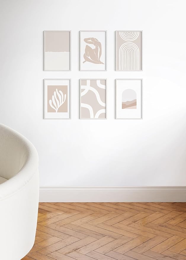 HAUS AND HUES Set of 6 11x17 Picture Frame - 11x17 Frames Wood Picture Frames, Collage Picture Frame 11x17 Wooden Frames, 11x17 Poster Frame Wooden Picture Frames Collage Wall Decor (White Oak)