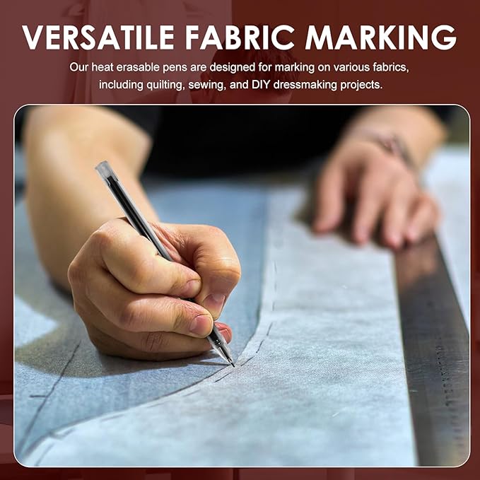 24pcs Heat Erasable Pens for Fabric, Assorted Colors, Fabric Pens for Sewing Erasable for Quilting Sewing DIY Dressmaking Fabrics Tailors Chalk