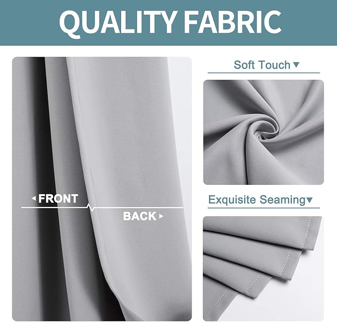 ChrisDowa Small Window Curtains 40 inches Long for Bedroom - Grommet Short Thermal Insulated Room Darkening Curtains for Kitchen (2 Panels, Light Grey, 29 x 40 Inch)