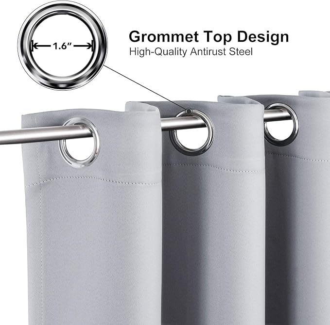 ChrisDowa Small Window Curtains 40 inches Long for Bedroom - Grommet Short Thermal Insulated Room Darkening Curtains for Kitchen (2 Panels, Light Grey, 29 x 40 Inch)