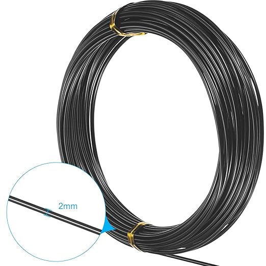 TecUnite Aluminum Craft Wire for Sculpting Armature Bendable Craft Wire for DIY Jewelry Making(Black, 10 M X 2 mm, 1 Roll)