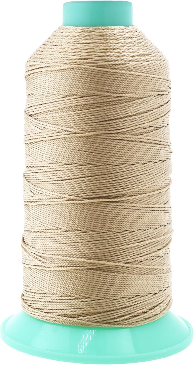 Mandala Crafts Bonded Nylon Thread Cream Heavy Duty Sewing Threads - 415 YDs Size 346 210D T350 Tex 350 Thread for Leather Jeans Weaving Outdoor Marine Upholstery Threads