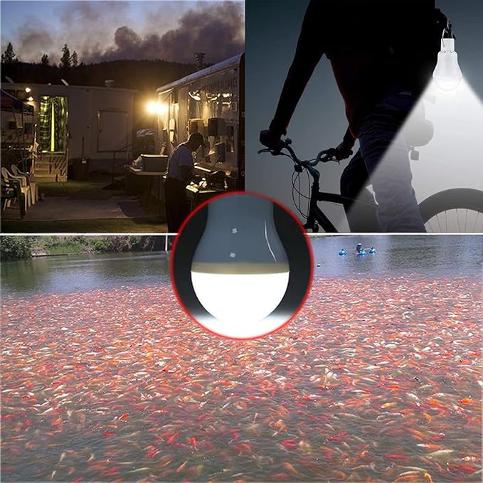 Solar Light Bulb Portable 350LM Solar Powered Camping Light Led Lantern Outdoor for Lamp Light Hiking Fishing Tent Indoor Shed Chicken Coop Hurricane Emergency with USB Chargeable