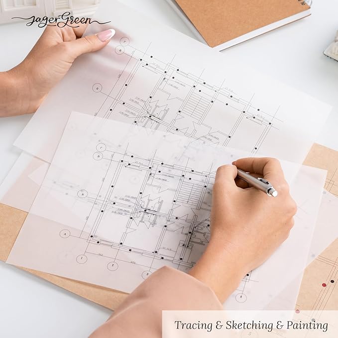 JAGERGREEN Vellum Paper 8.5 x 11 Inches 100GSM 100 Sheets, Thick Translucent Printable Vellum Paper for Invitations, Vellum Jackets, Envelopes, Crafts, Wedding Belly Bands, Tracing Paper for Sketching