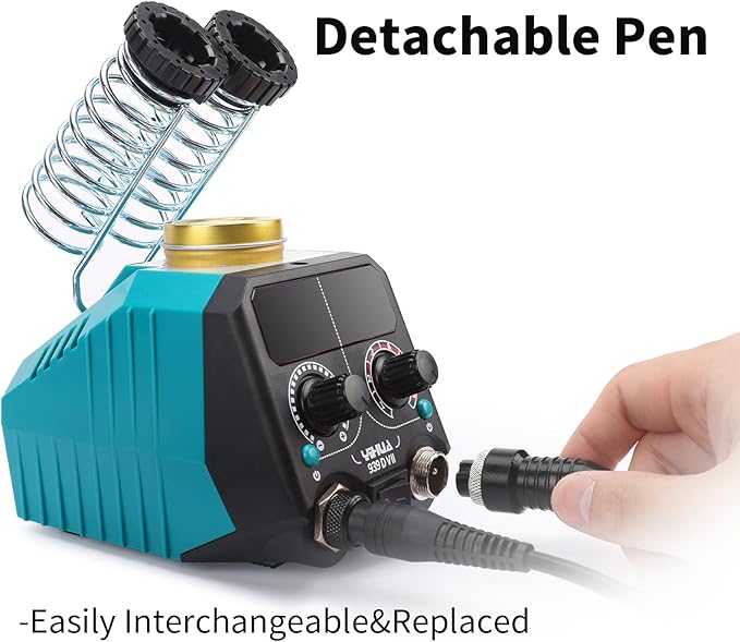 YIHUA 939D-VII Pyrography Tool Wood Burning Pen Kit Station 2-in-1 Solid-Point 200~480°C (with Temp Display)/Wire-Nib 250~750°C with 23 Nibs, 25 Solid Points, 4 Woodpieces