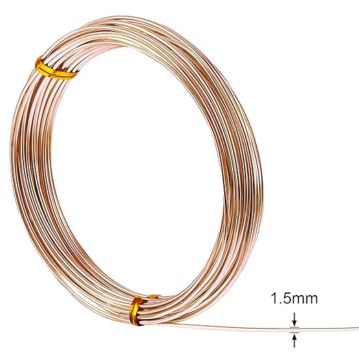 TecUnite Aluminum Craft Wire for Sculpting Armature Bendable Craft Wire for DIY Jewelry Making(Copper, 10 M X 1.5 mm, 1 Roll)