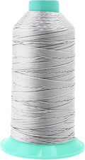 Mandala Crafts Bonded Nylon Thread Silver Heavy Duty Sewing Threads - 415 YDs Size 346 210D T350 Tex 350 Thread for Leather Jeans Weaving Outdoor Marine Upholstery Threads