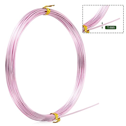 TecUnite Aluminum Craft Wire for Sculpting Armature Bendable Craft Wire for DIY Jewelry Making(Light Pink, 10 M X 1 mm, 1 Roll)