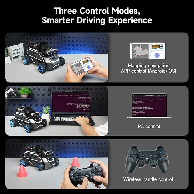 Yahboom ROS2 Robot Car with Ackerman Steering Chassis, TOF LiDAR, AI Visual Recognition, Embodied Intelligence for Jetson Nano B01 4GB, Raspberry Pi 5, Jetson ORIN (Standard Ver with Pi5-8GB)