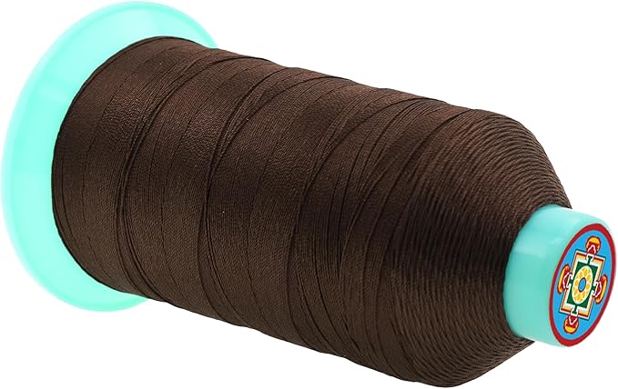 Mandala Crafts Bonded Nylon Thread Dark Brown Heavy Duty Sewing Threads - 1250 YDs Size 138 420D T135 Tex 135 Thread for Leather Jeans Weaving Outdoor Marine Upholstery Threads