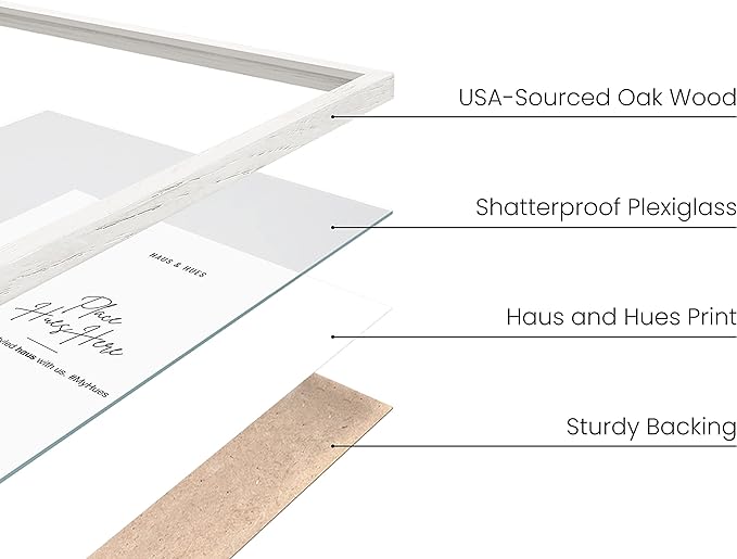 HAUS AND HUES 8x10 White Oak Wood Picture Frames Set of 15 - Premium Bulk Picture Frames 8x10 Bundle - Elegant Gallery Wall Frame Set for Posters, Art Display - Ideal for Wall Decor in Home & Office