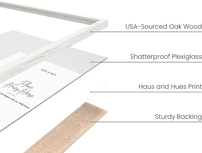 Haus and Hues 24x36 White Oak Wood Picture Frames Set of 15 - Premium Bulk Picture Frames 24x36 Bundle - Elegant Gallery Wall Frame Set for Posters, Art Display - Ideal for Wall Decor in Home & Office