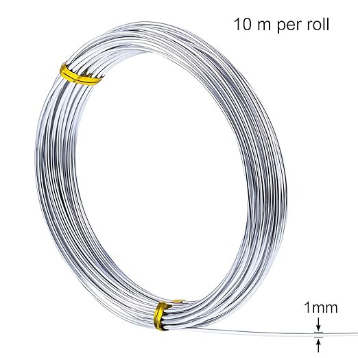 TecUnite Aluminum Craft Wire for Sculpting Armature Bendable Craft Wire for DIY Jewelry Making (1 Roll,Silver,10 M x 1 mm)