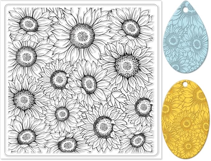 CHGCRAFT Polymer Clay Texture Sheet Sunflower Silicone Texture Stamp Polymer Clay Modeling Pattern Pad for Jewelry Earring Making DIY Craft, 5.5x5.5inch
