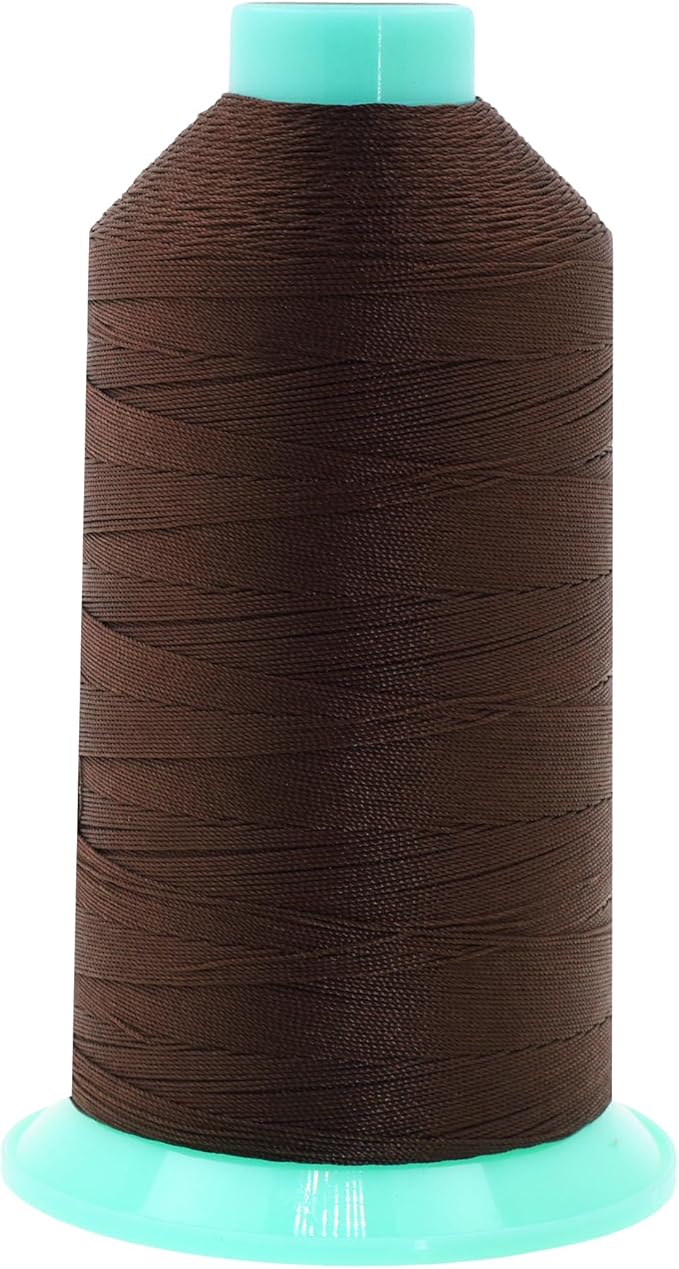 Mandala Crafts Bonded Nylon Thread Dark Brown Heavy Duty Sewing Threads - 1250 YDs Size 138 420D T135 Tex 135 Thread for Leather Jeans Weaving Outdoor Marine Upholstery Threads