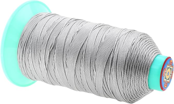 Mandala Crafts Bonded Nylon Thread Silver Heavy Duty Sewing Threads - 415 YDs Size 346 210D T350 Tex 350 Thread for Leather Jeans Weaving Outdoor Marine Upholstery Threads