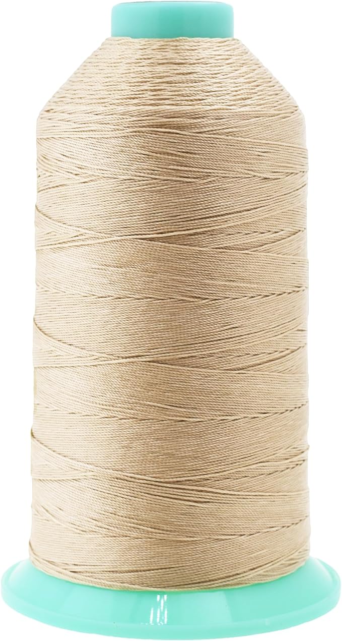 Mandala Crafts Bonded Nylon Thread Cream Heavy Duty Sewing Threads - 1250 YDs Size 138 420D T135 Tex 135 Thread for Leather Jeans Weaving Outdoor Marine Upholstery Threads