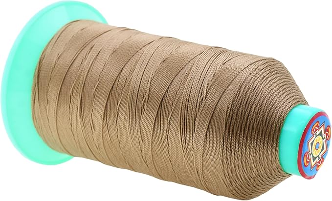 Mandala Crafts Bonded Nylon Thread Khaki Heavy Duty Sewing Threads - 800 YDs Size 207 630D T210 Tex 210 Thread for Leather Jeans Weaving Outdoor Marine Upholstery Threads