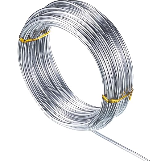 TecUnite Aluminum Craft Wire for Sculpting Armature Bendable Craft Wire for DIY Jewelry Making (1 Roll,Silver,10 M x 2 mm)