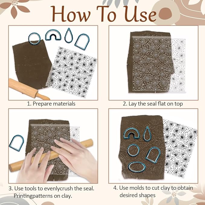 CHGCRAFT Dandelions Background Silicone Texture Stamp Polymer Clay Molds DIY Clay Texture Tools for Clay Pottery Earring Jewelry Making Stamp Engraving Machines, Dandelion, 5.5x5.5inch