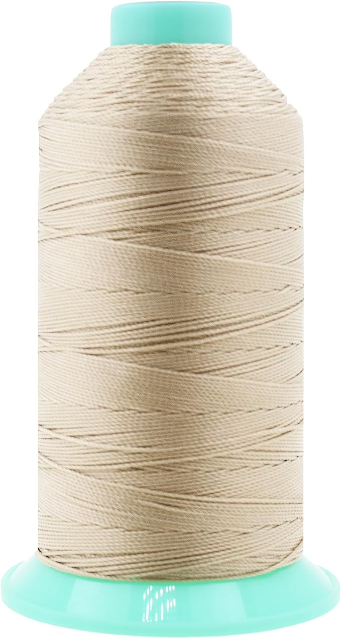 Mandala Crafts Bonded Nylon Thread Cream Heavy Duty Sewing Threads - 800 YDs Size 277 840D T270 Tex 270 Thread for Leather Jeans Weaving Outdoor Marine Upholstery Threads