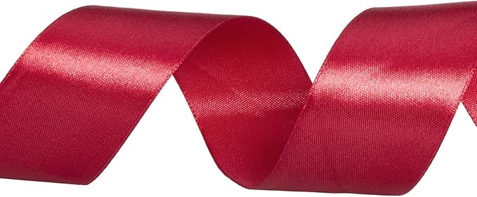 1 1/2 Inch Dark Red Solid Satin Ribbon, 50 Yards Craft Fabric Ribbon for Gift Wrapping Floral Bouquets Wedding Party Decoration
