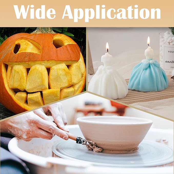 Suiwotin 6pcs Double-Sided Clay Sculpting Tools, Wooden Handle Ribbon Clay Tools, Pottery Trimming Tool, Clay Wire Loop Sculpture Set for Ceramic, Wax Carving Modeling