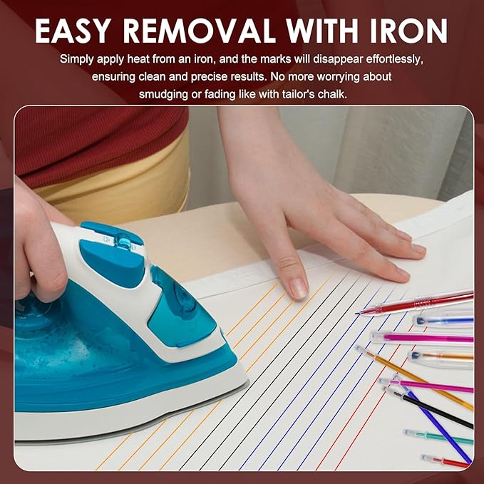 24pcs Heat Erasable Pens for Fabric, Assorted Colors, Fabric Pens for Sewing Erasable for Quilting Sewing DIY Dressmaking Fabrics Tailors Chalk