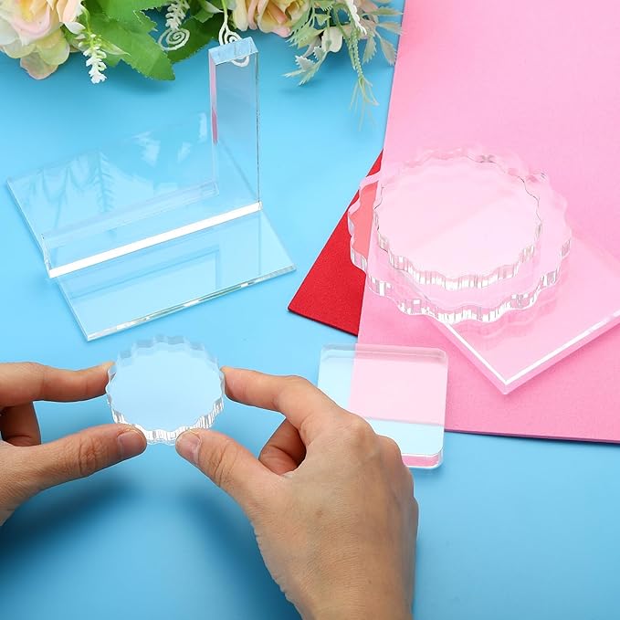 PATIKIL Acrylic Stamp Block, 1 Pack Clear Stamping Block with Grid Lines Decorative Mounting Blocks Set Rectangle for Scrapbooking Crafts Card Making