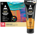 ARTEZA Acrylic Paint Set of 14 Colors, 4.06 Ounce Tubes, Non-Toxic Acrylic Artist Paints. Art Supplies for Painting