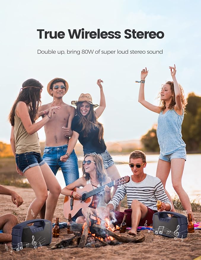 Houl Zallee IPX7 Waterproof Bluetooth Speaker, 40W Portable Wireless Speakers, 32H Playtime, Stereo Loud Sound, Deep Bass, Bluetooth 5.0, Built-in Mic, for Party/Camping/Pool/Gifts, Beach-Navy Blue